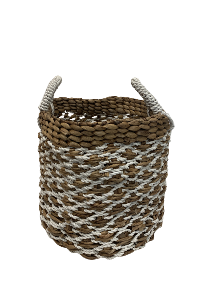 basket - water hyasinth/white crisscross - SM - 30x30cm