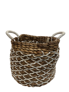 basket - water hyasinth/white crisscross - MED - 33x34cm