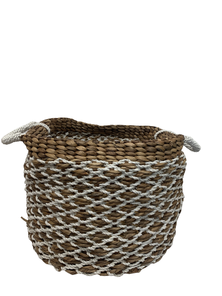 basket - water hyasinth/white crisscross - LG - 35x35cm