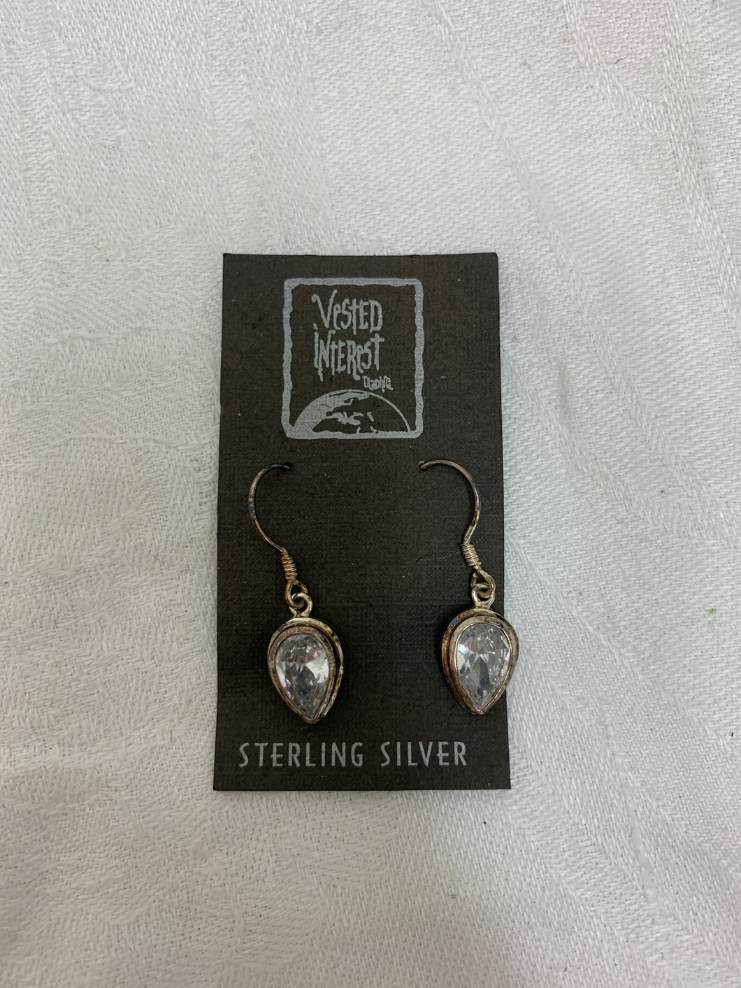 earring - teardrop - zirconia - sterling silver
