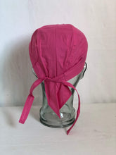 Load image into Gallery viewer, scrub cap/bandana hat/go fast hat - PINK - breast cancer logo

