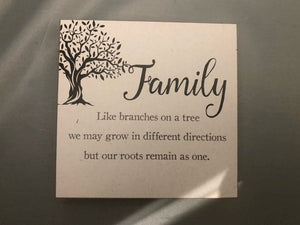 block sign - 4x4 - family - like branches on a tree