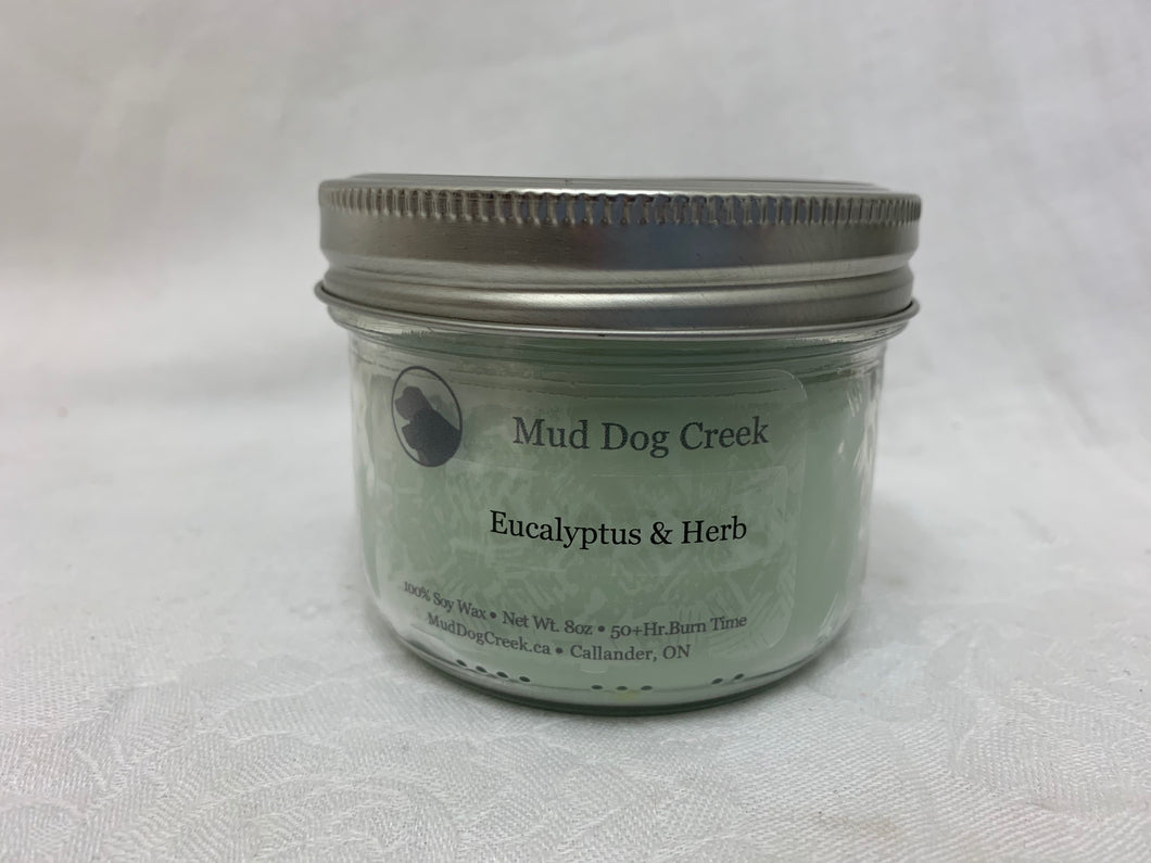 candle - eucalypthus & herb - mud dog creek