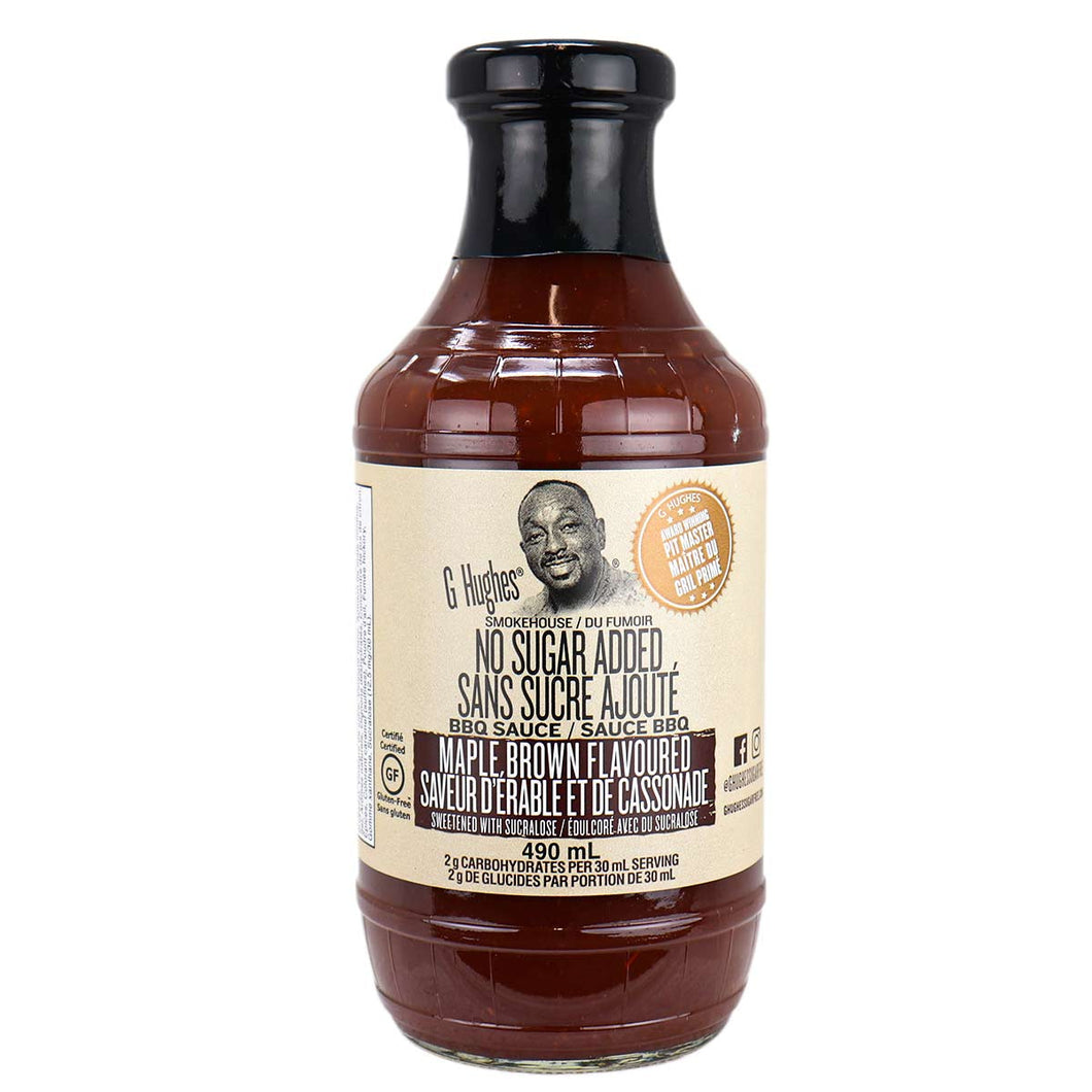 G.Hughes - BBQ sauce  - maple - NO Sugar ADDED - 490mL