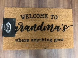 door mat - welcome to grandmas - 30"x18"