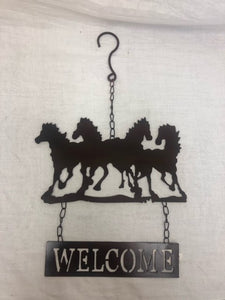 wall décor - welcome w/horses - metal