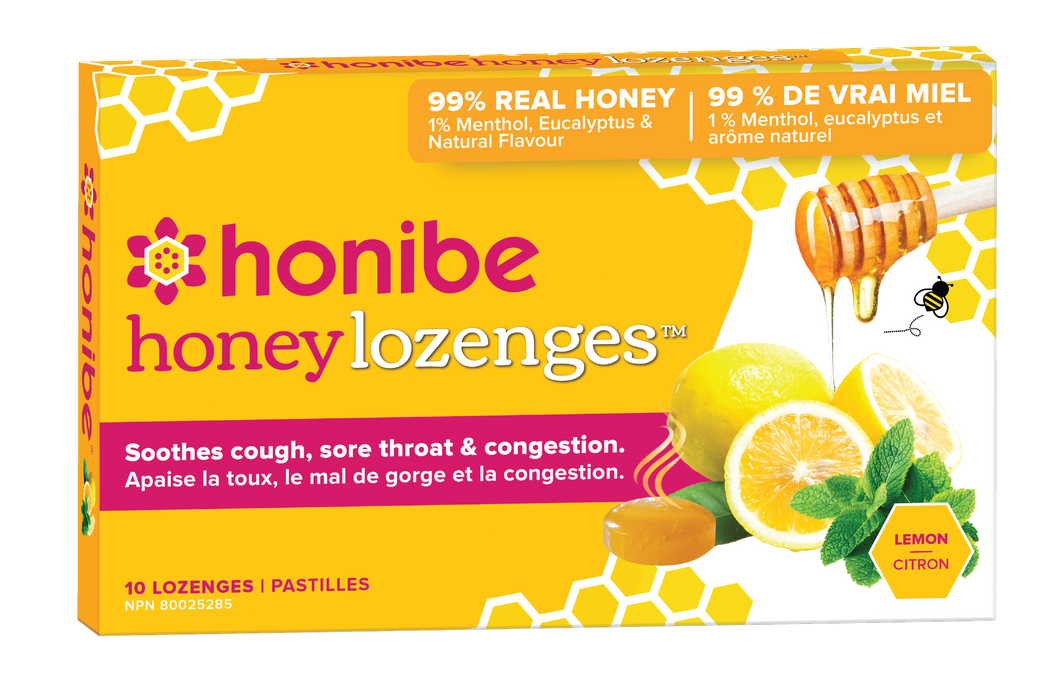 honibe - honey lozenges - lemon - honey/lem/euc/menth