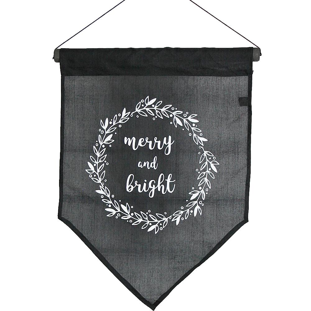 flag - merry & bright - black & white - 50x35cm
