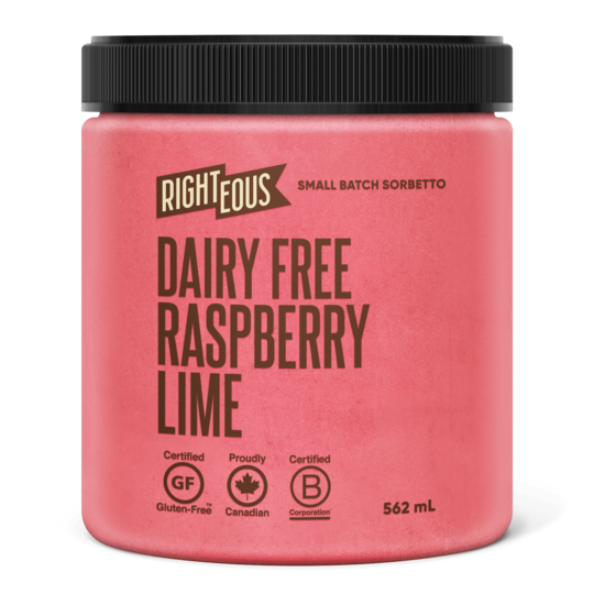 righteous - sorbetto - raspberry lime - dairy free - 562ml