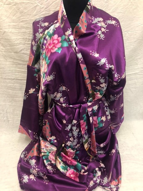 kimono/robe - dark purple - chinese silk