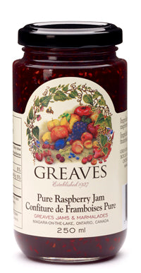 jam - red raspberry - greaves - 250ml