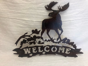 wall décor - welcome w/moose - metal